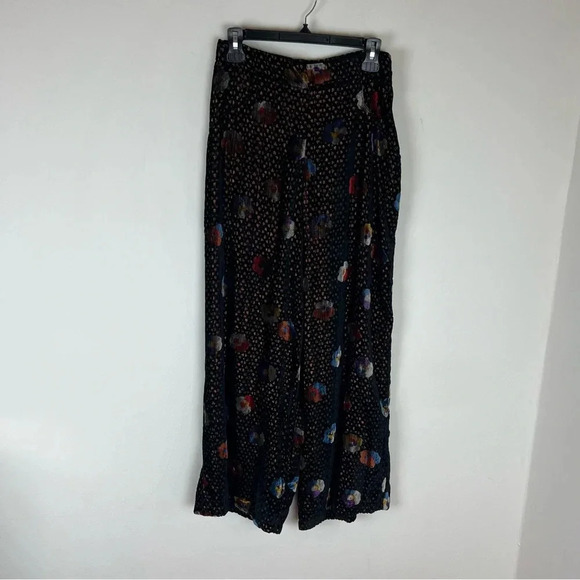 Anthropologie Eva Franco Pasquette Velvet Wide-Leg Pants Floral Print Size 4 - Picture 7 of 11